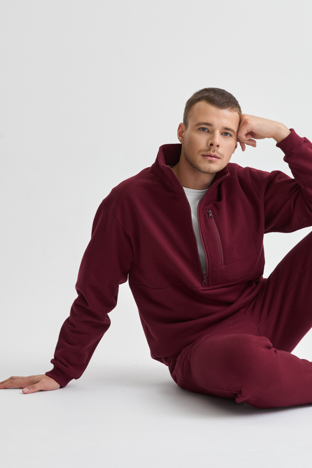 Толстовка ACOOT на коротком замке — бордовый